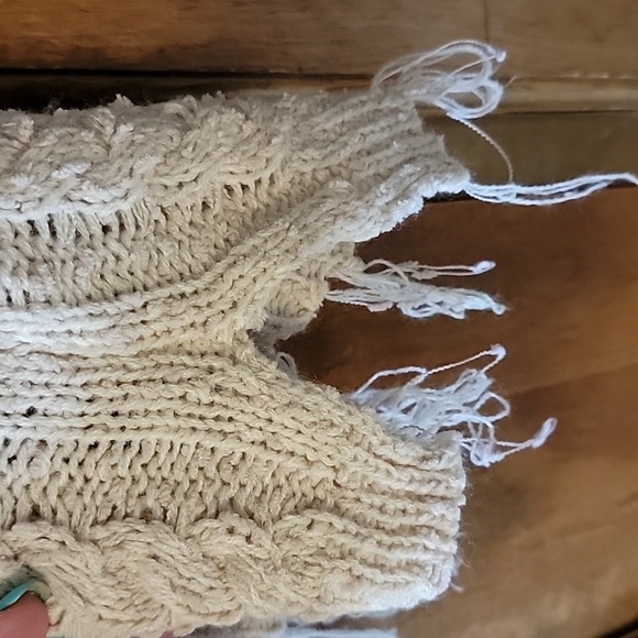 Umgee Cream Fringed Cable Knit Sweater - Picture 6 of 6